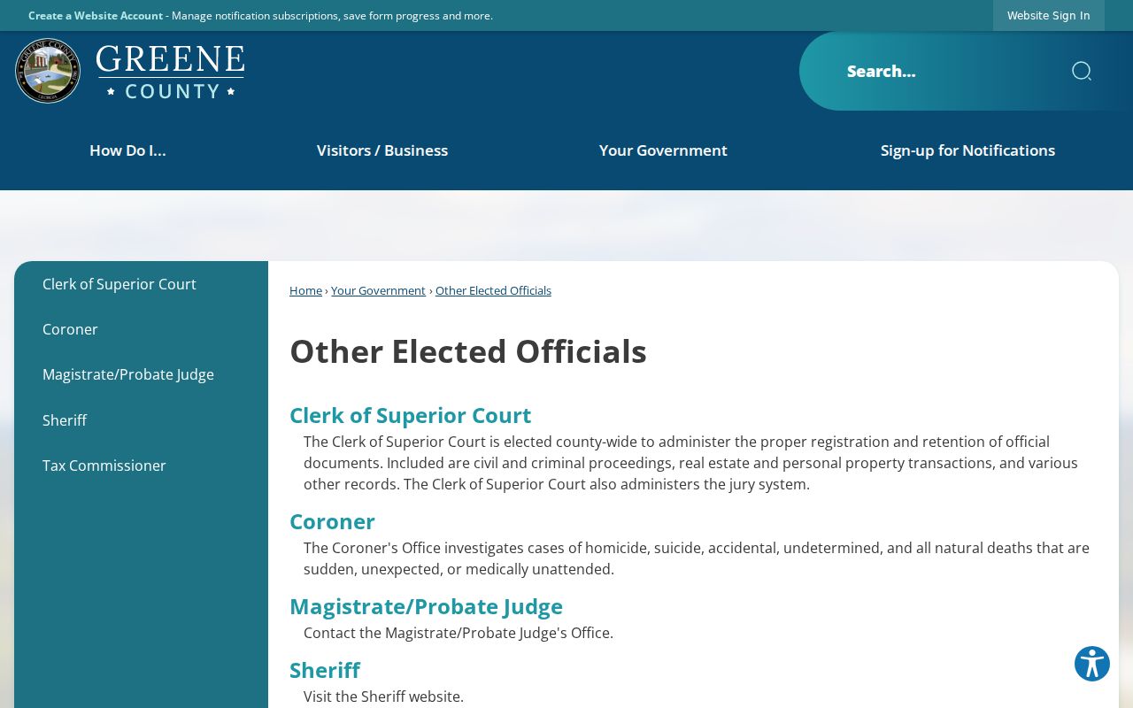 Greene County arrest history Sheriff and elected records offices