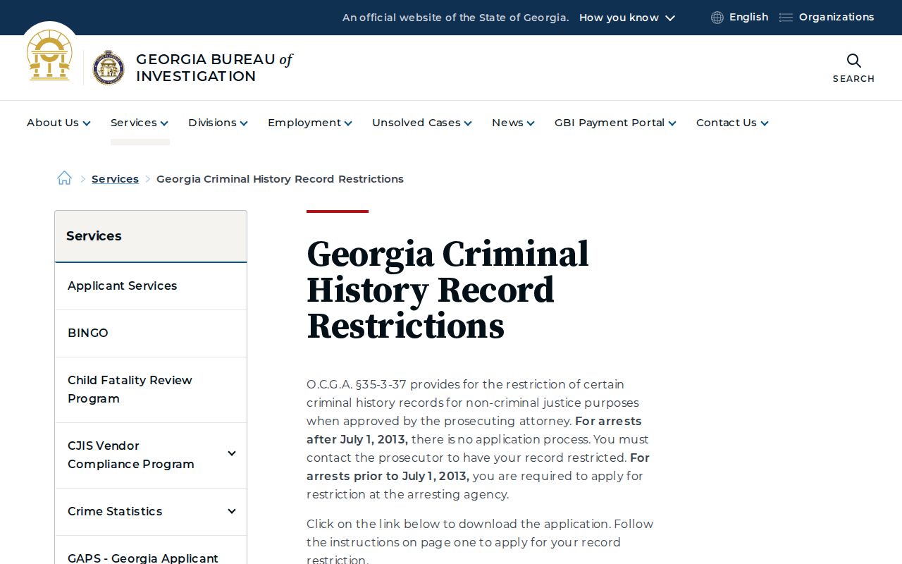 Greene County criminal history Georgia record restriction guidance